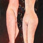 Lovers 2003 oil on wood cm.50x130 Private collection