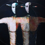 Us and them-2012-mixed media on canvas cm.100x120x4