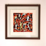 The war of the fire 2007 oil on cardboard cm.30x30 with wood frame and doule glass cm.50x50