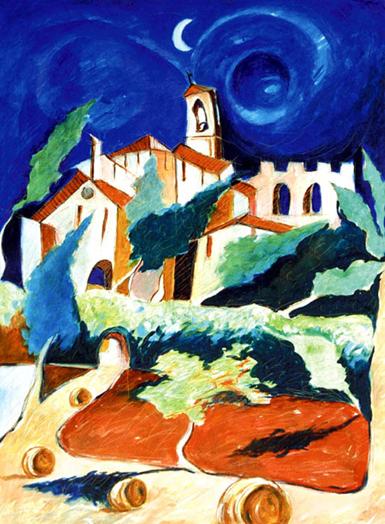 Nocturne to Gambassi 2004 oil on canvas cm.60x80 (USA private collection)